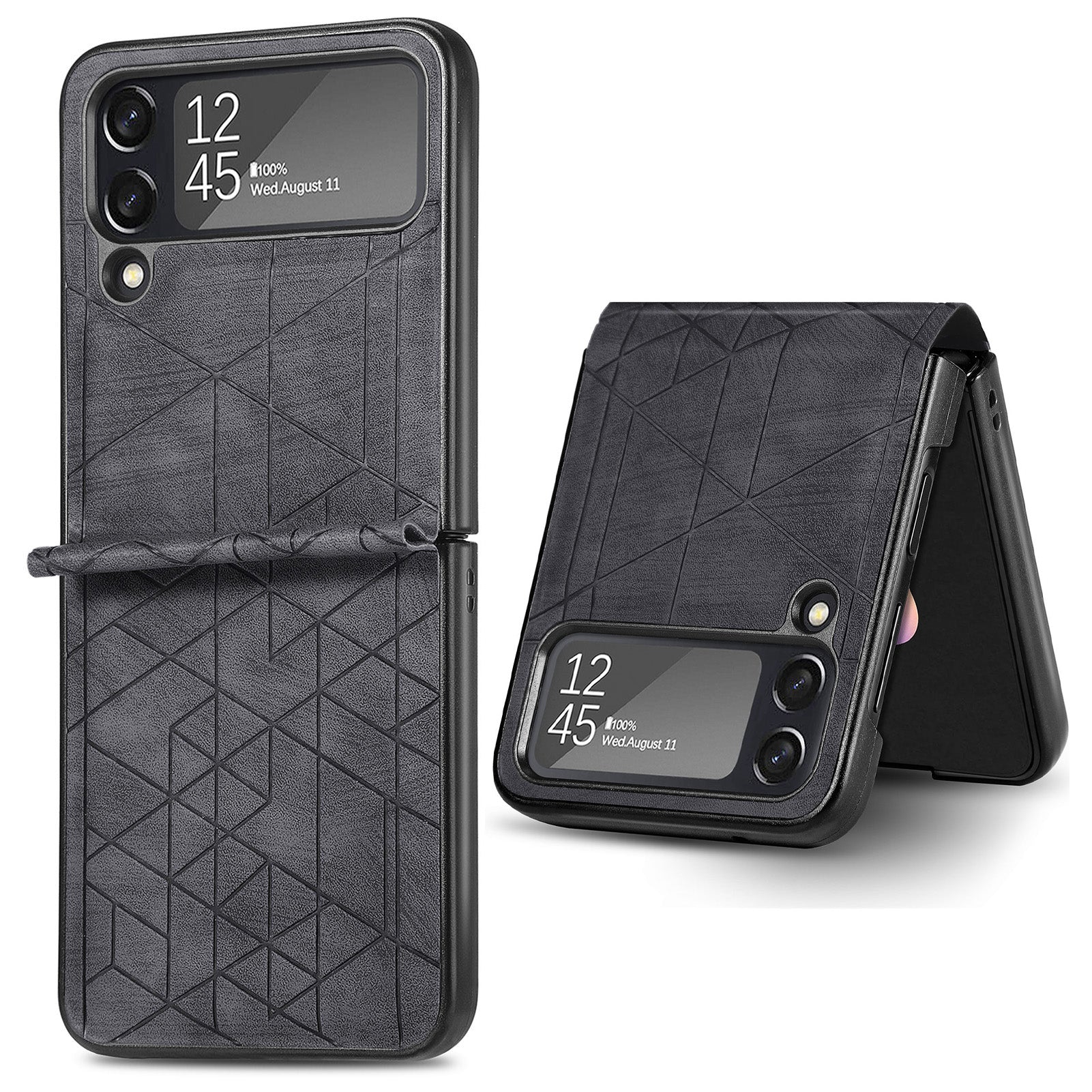 For Samsung Galaxy Z Flip4 5G Geometry Imprinted Phone Case PU Leather Coated PC Cover For Samsung Galaxy Z Flip4 5G Geometry Imprinted Phone Case PU Leather Coated PC Cover